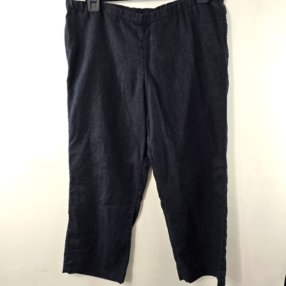 J. Jill Pants - J Jill Linen Wide Leg Pants Size L Summer Lagenlook Boho Bohemian Flat Front